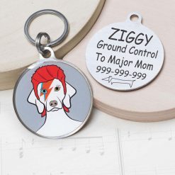 David Bowie Ziggy Stardust Funny dog id tag for pets