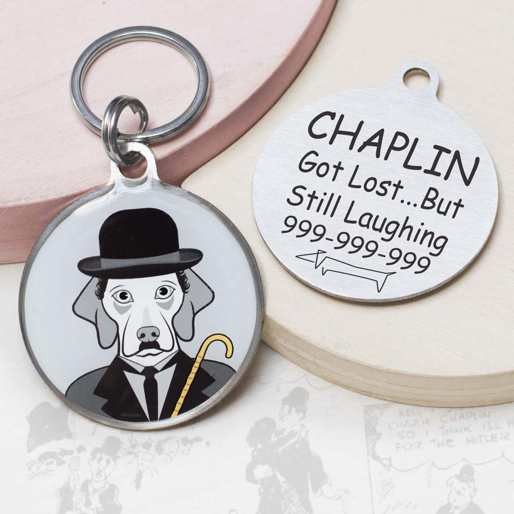 charles chaplin Funny dog id tag for pets