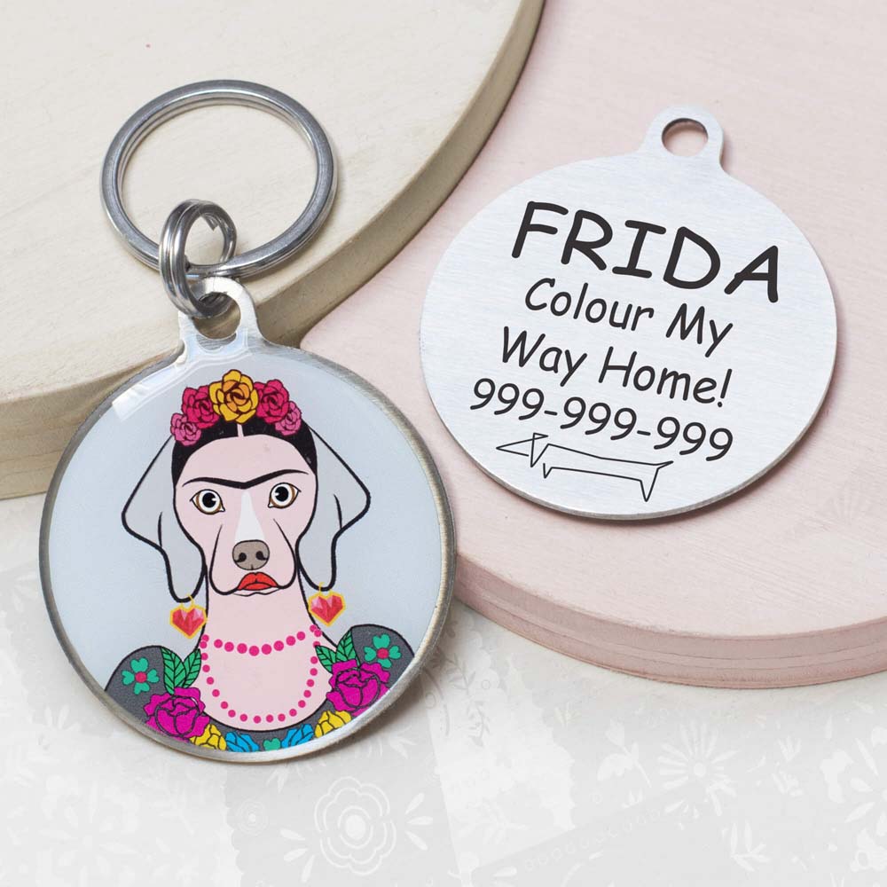 frida kahlo Funny dog id tag for pets