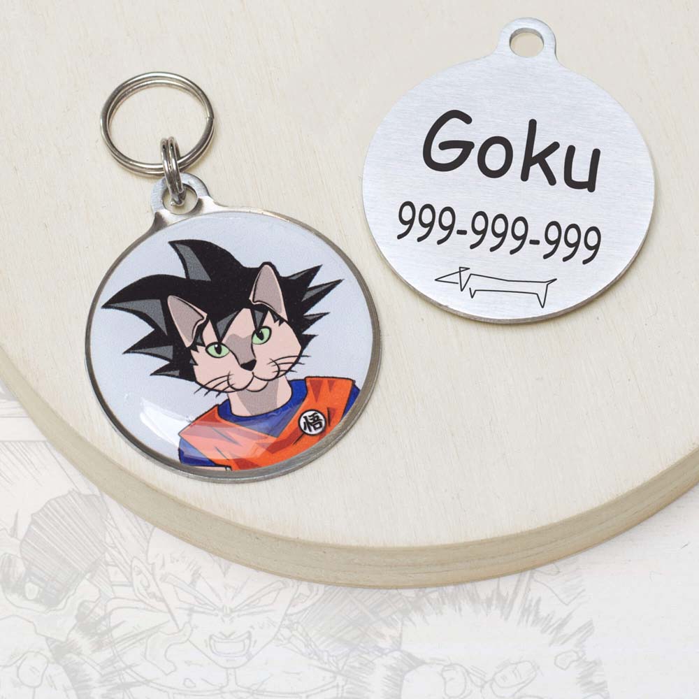 Goku Funny cat id tag for pets