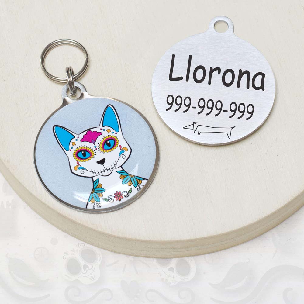 Frida llorona mexican Funny cat id tag for pets