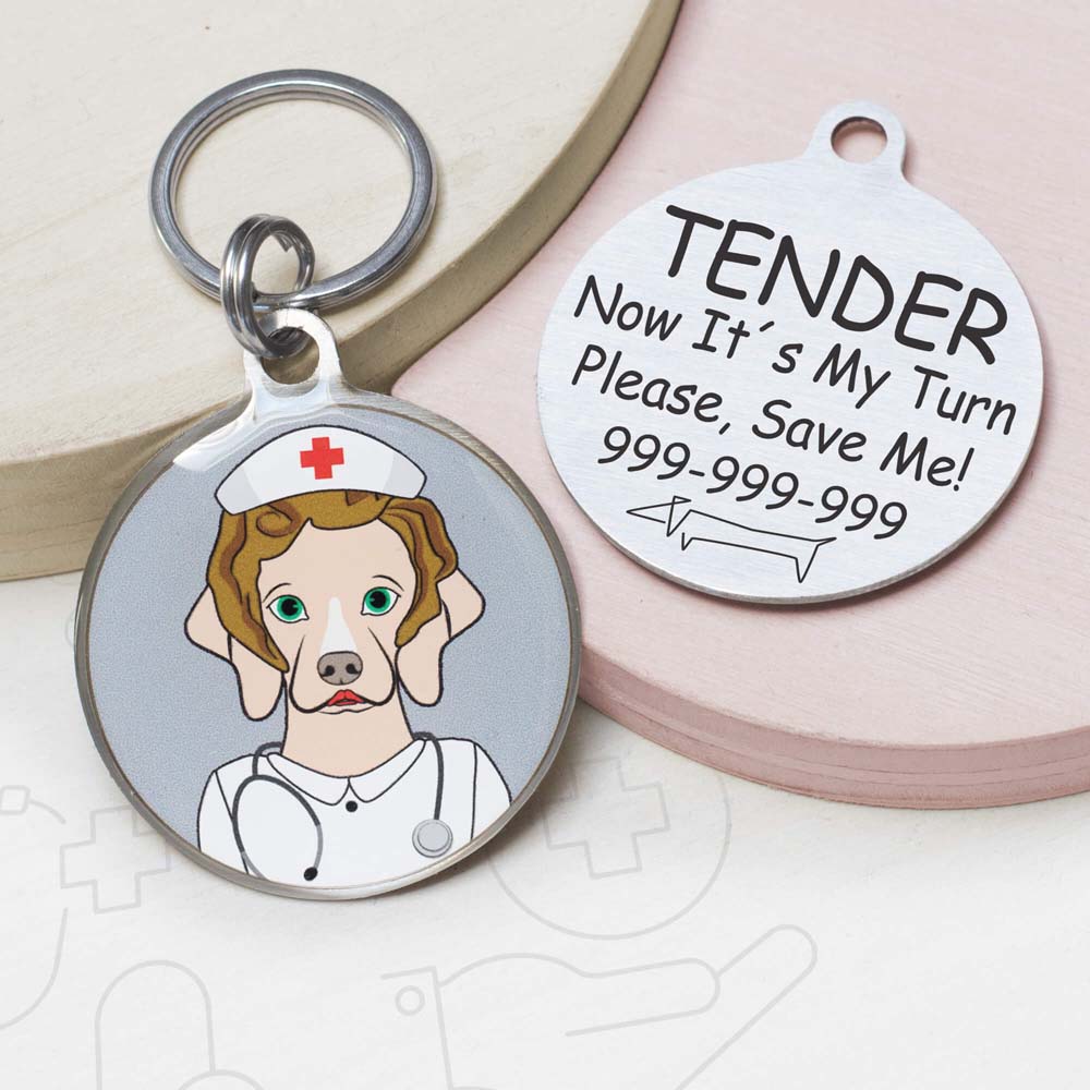 doctor nurse Funny dog id tag for pets
