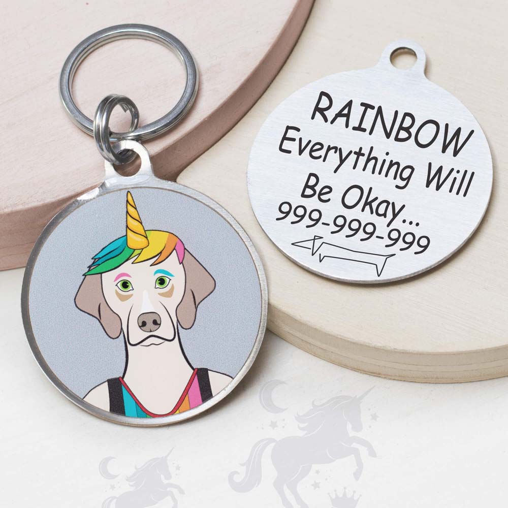 unicorn Funny dog id tag for pets