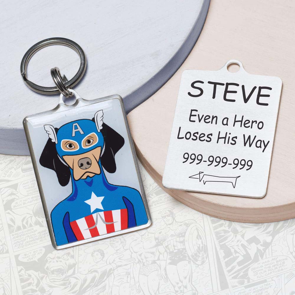 captain america Funny dog id tag for pets