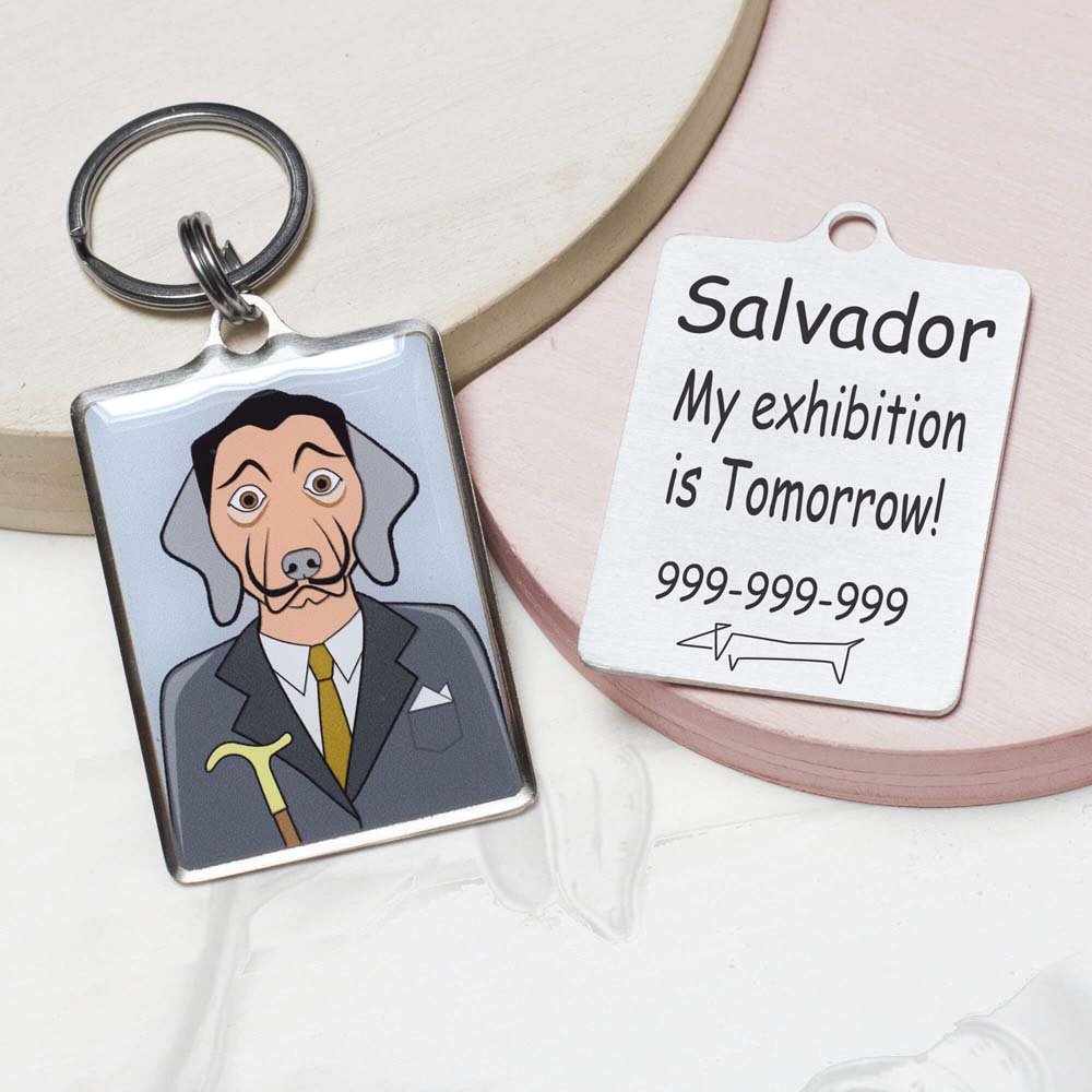 Personalized Salvador Dali Dog ID Tag Military Salvador Dali Funny dog id tag for pets
