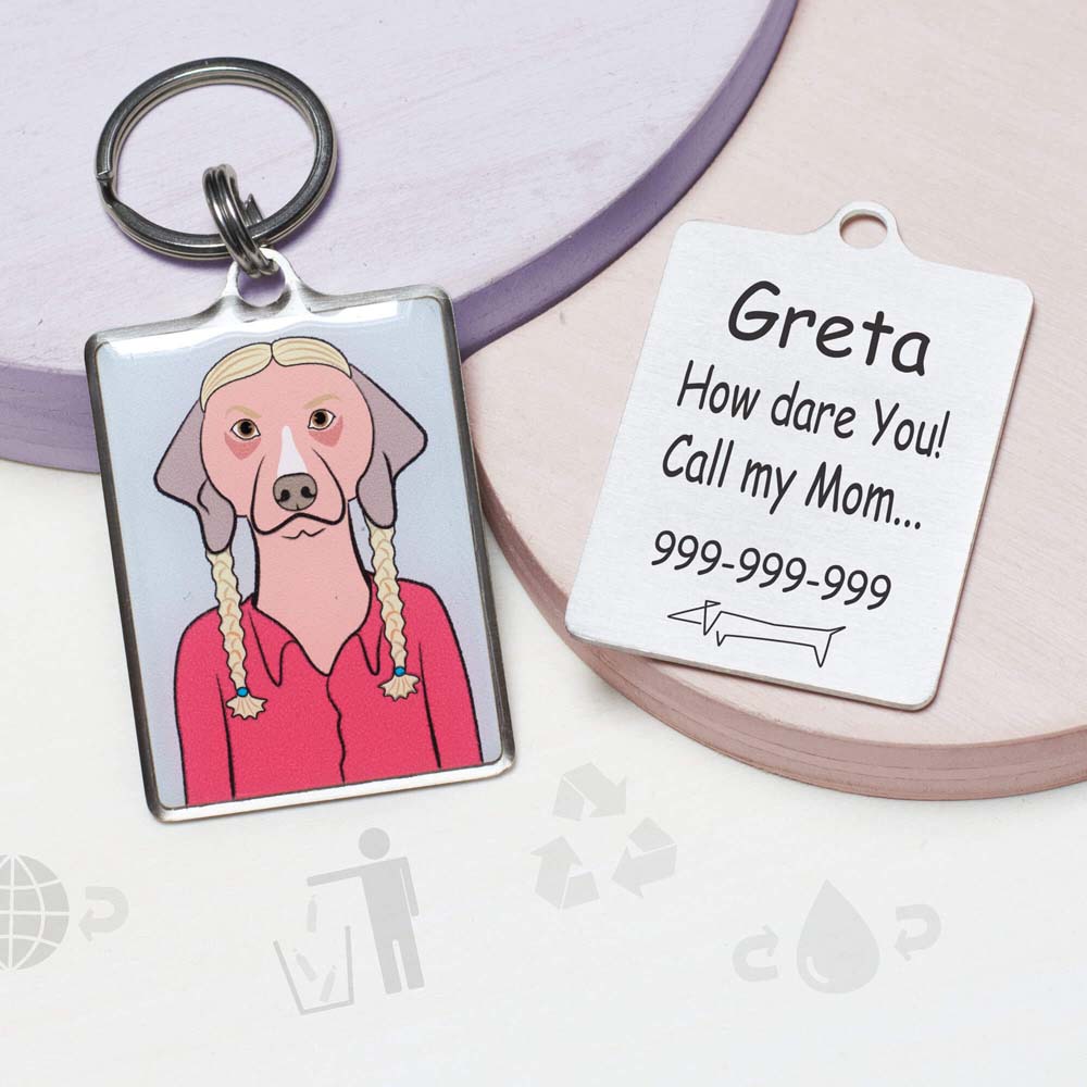 Greta Thunberg Funny dog id tag for pets