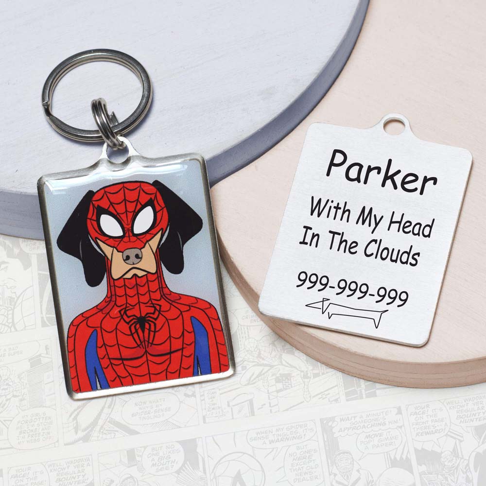 Personalized Spider man Dog ID Tag Military spider man Funny dog id tag for pets