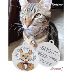Personalized Einstein cat Id Tag