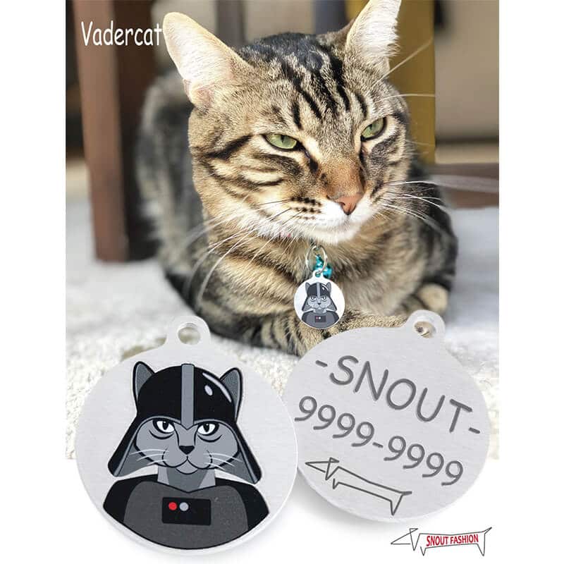 Darth-Vader_Cat-Tag_ID-tag_CIRC_Model Personalized Vader cat Tag