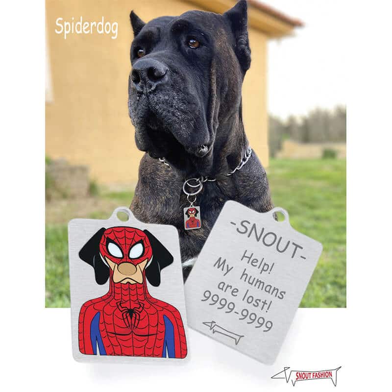 Spider-Man_Dog-Tag_ID-tag_RECT_Model Personalized Spider-Man dog ID Tag