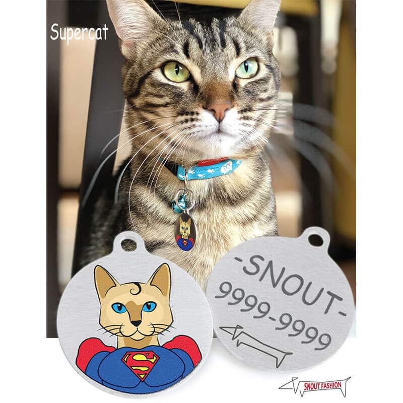 Personalized Superman cat ID Tag