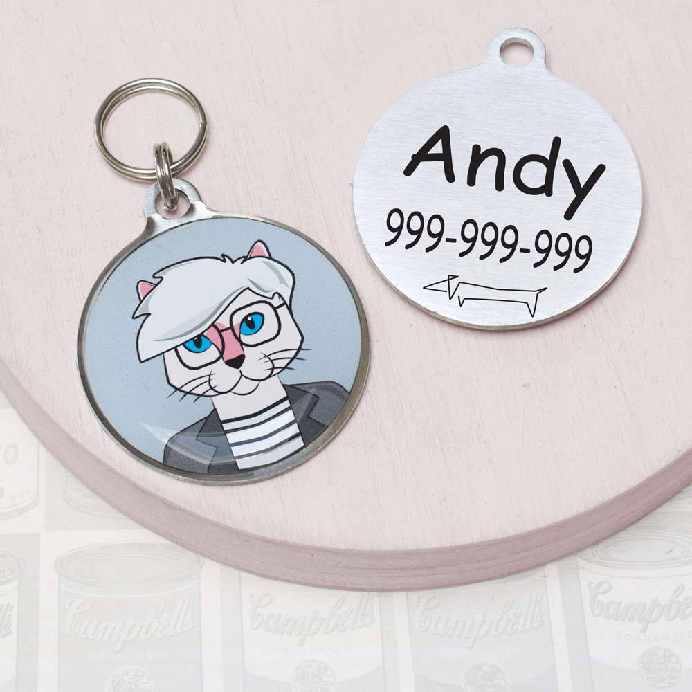 andy warhol Funny cat id tag for pets