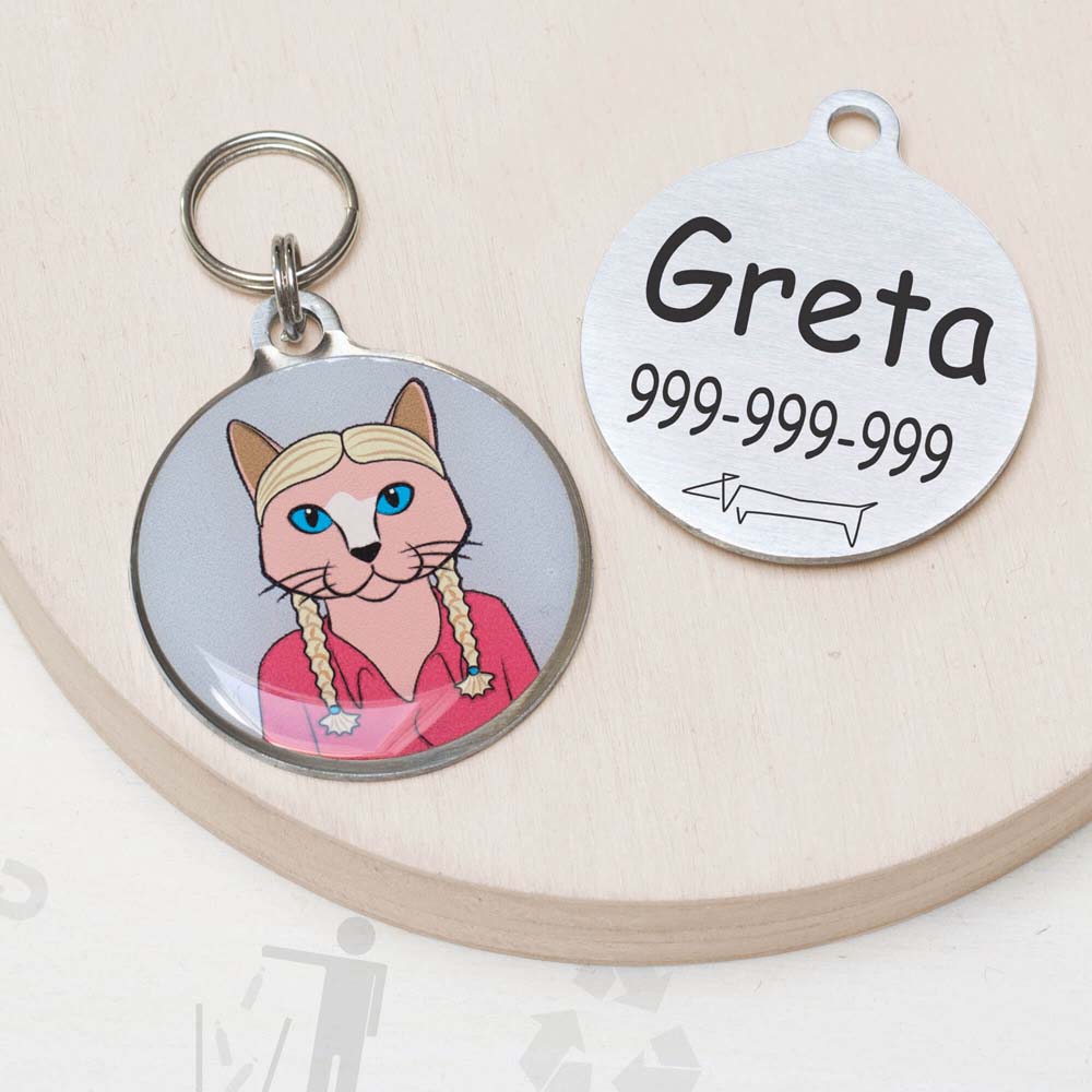 greta thunberg Funny cat id tag for pets