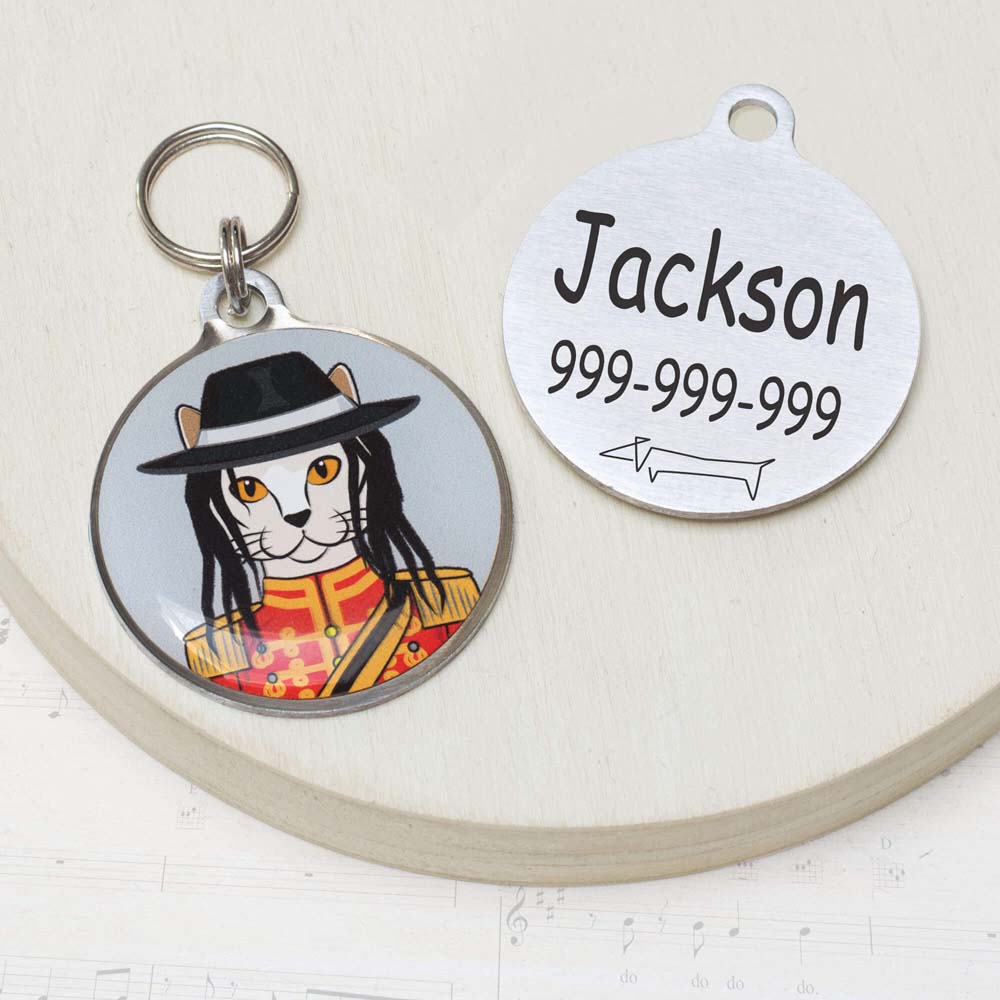 michael jackson Funny cat id tag for pets