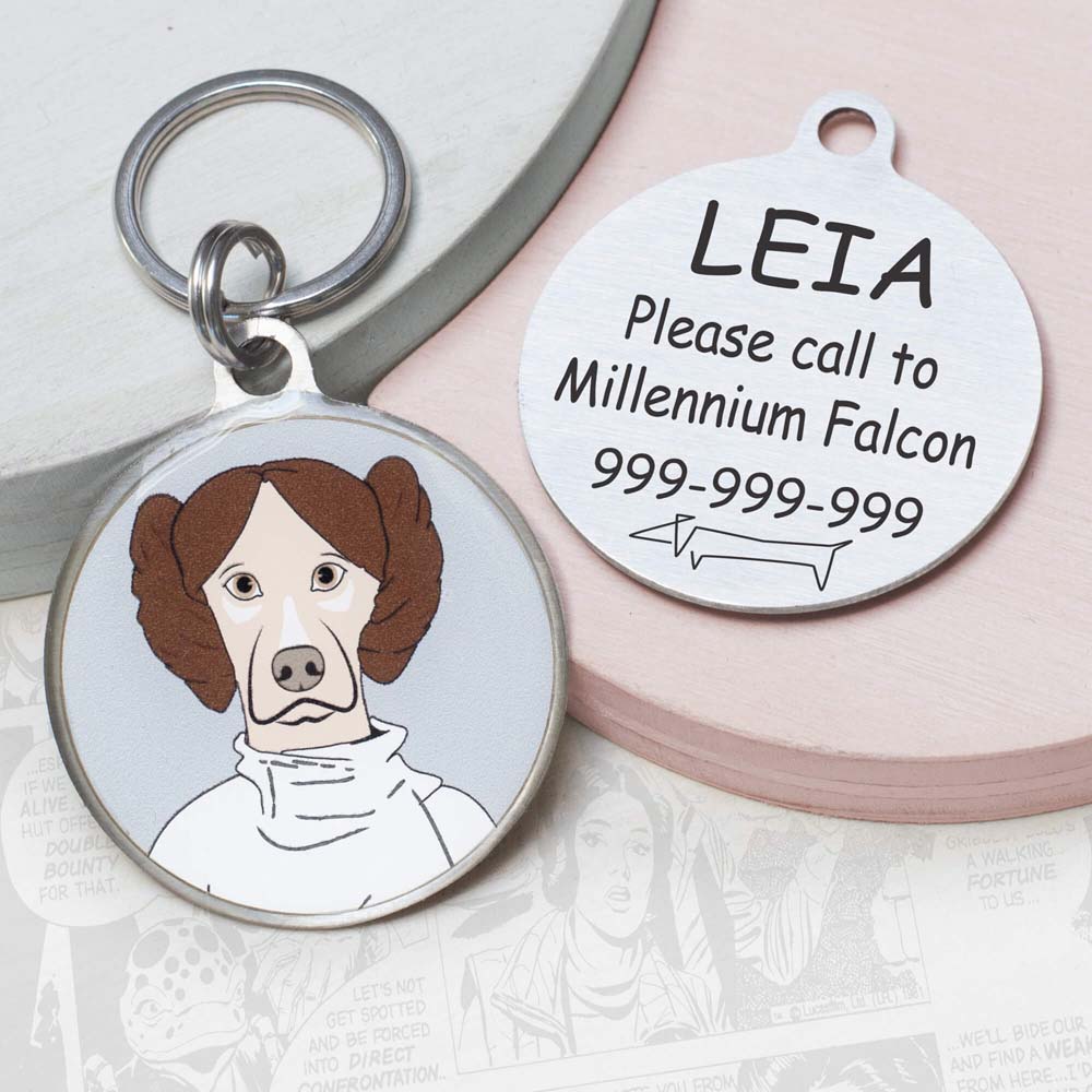 Leia star wars Funny dog id tag for pets