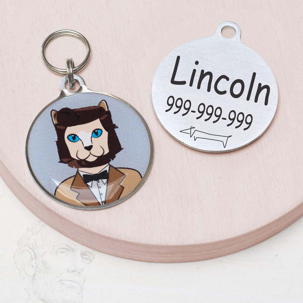 abraham lincoln Funny cat id tag for pets
