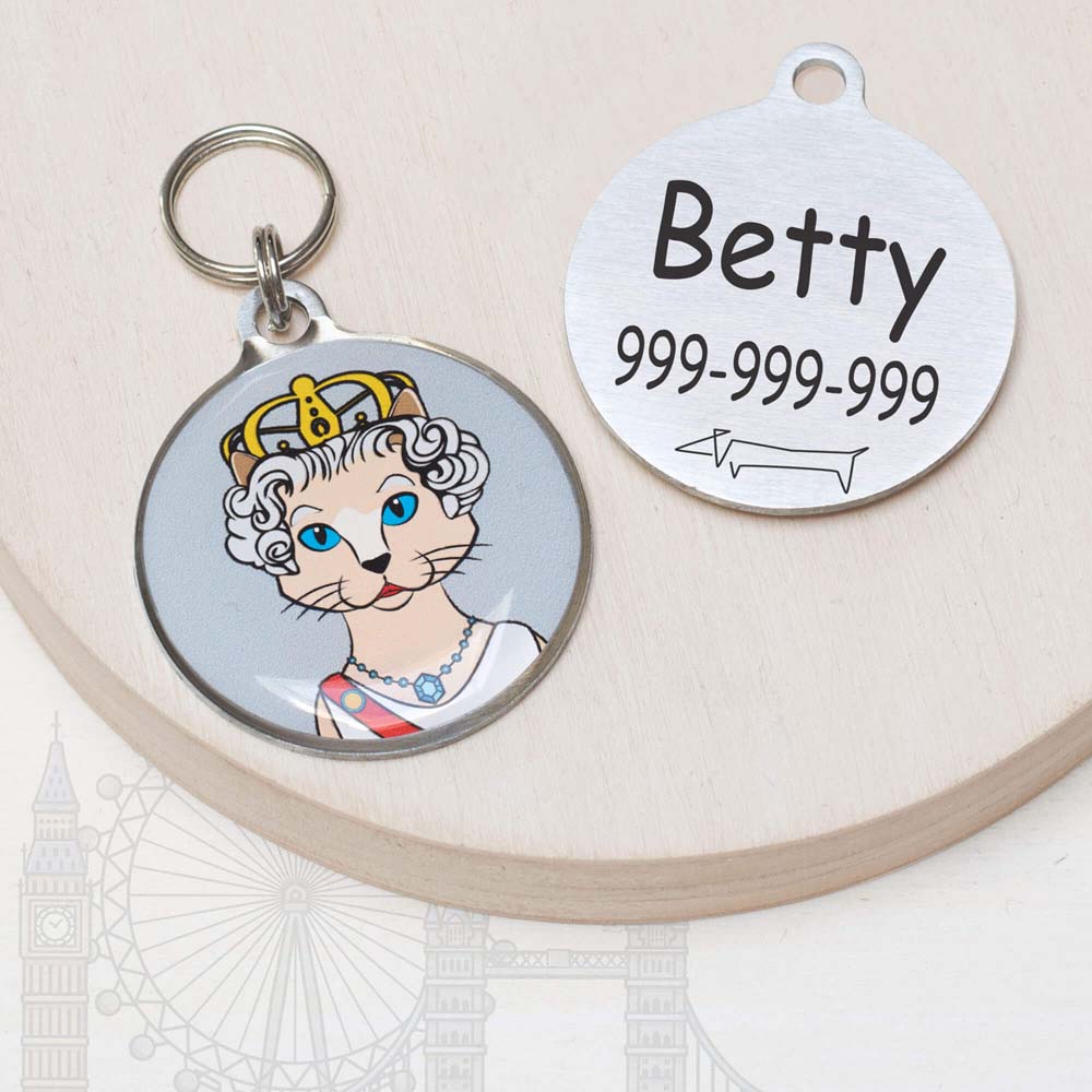 Queen Elizabeth Funny cat id tag for pets Queen Elizabeth Funny cat id tag for pets