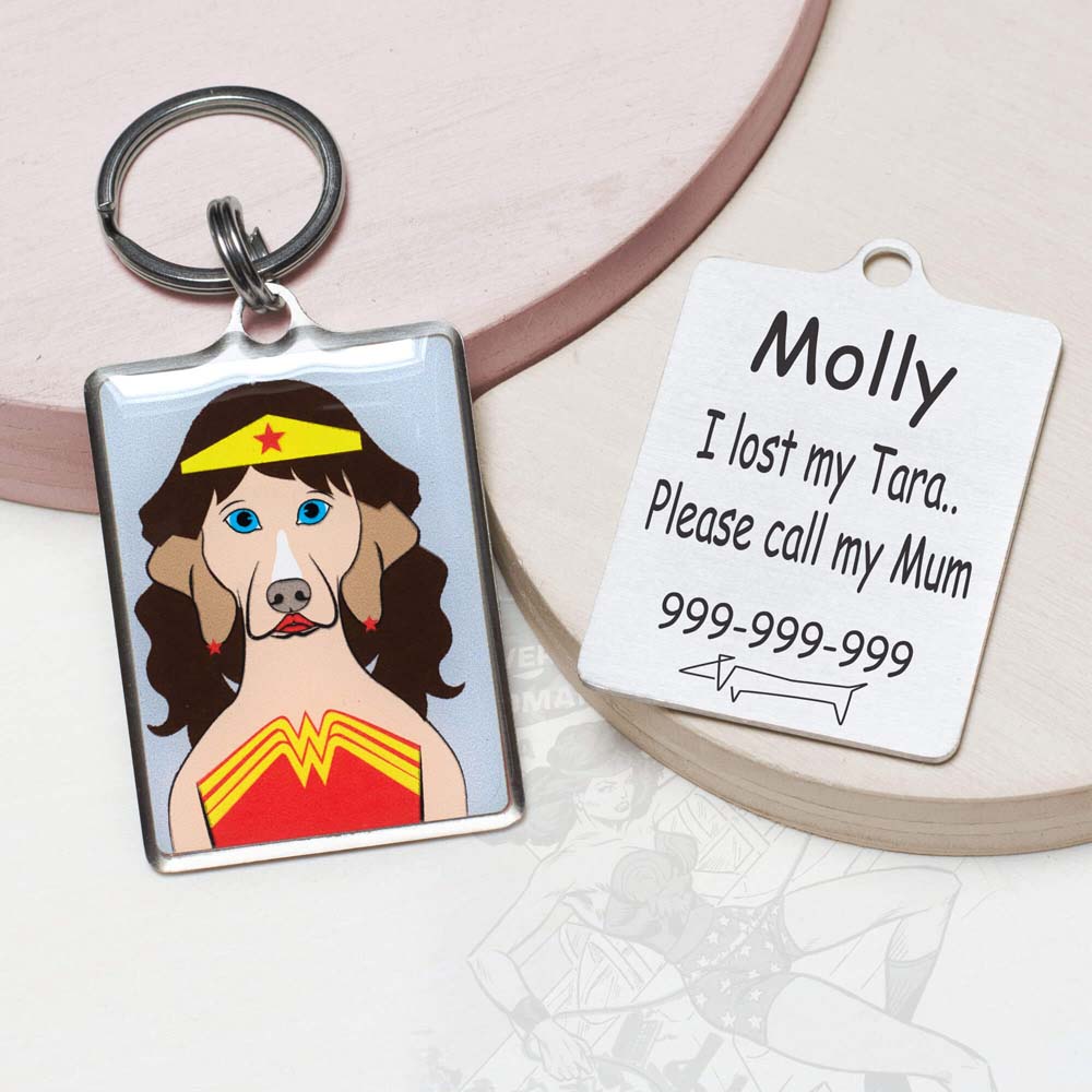Personalized Wonder Woman Dog ID Tag Military Wonder Woman Funny dog id tag for pets